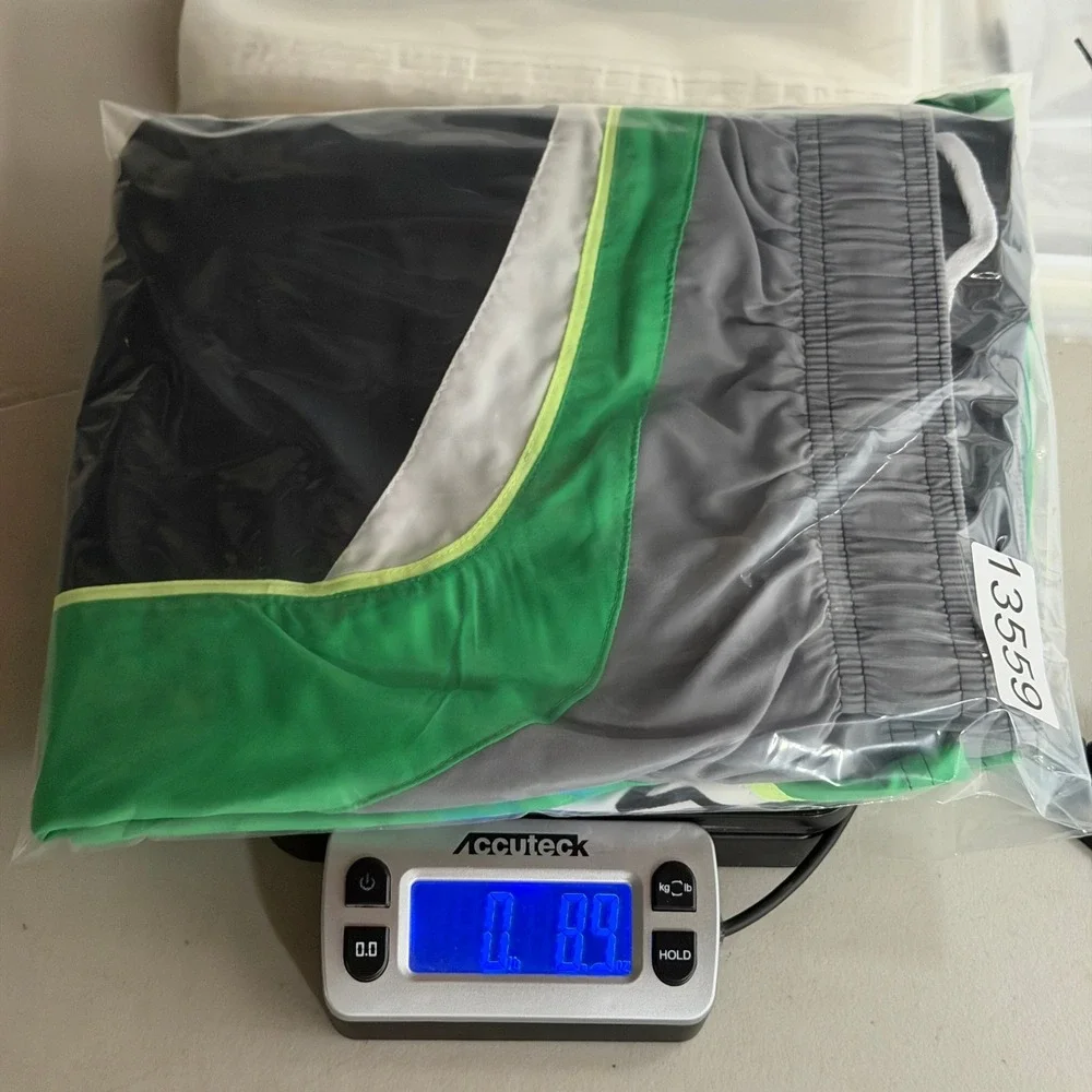 Nike Mens XL Swim Trunks Black Green Colorblock Board Shorts TESS0242 Logo